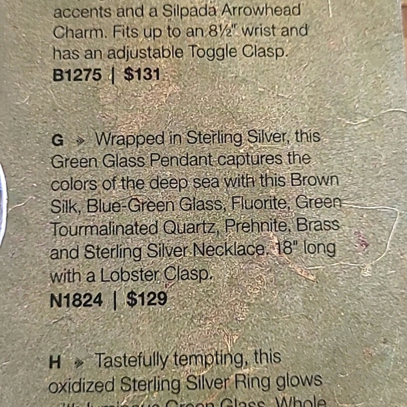 Silpada Sterling Silver, Fluorite, Tormaline Necklace With A Green Glass Pendant - Picture 6 of 6